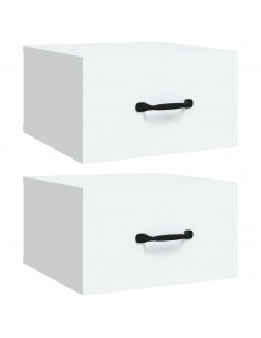 Comodini a Muro 2 pz Bianchi 35x35x20 cm 2