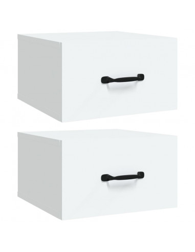Comodini a Muro 2 pz Bianchi 35x35x20 cm