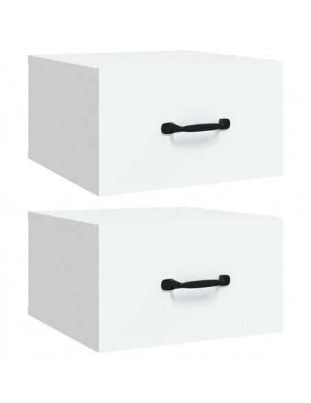 Comodini a Muro 2 pz Bianchi 35x35x20 cm