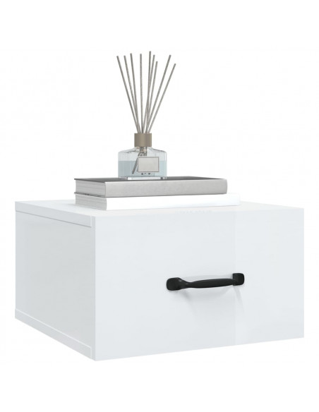 Comodini a Muro 2 pz Bianco Lucido 35x35x20 cm