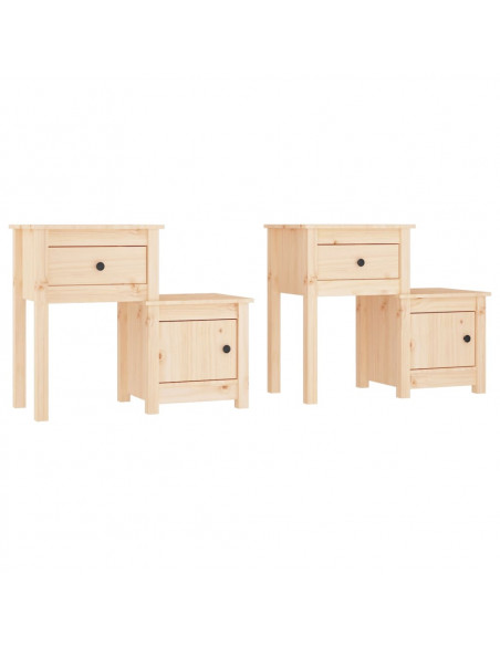 Comodini 2 pz 79,5x38x65,5 cm in Legno Massello di Pino