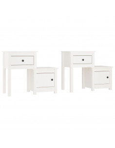 Comodini 2 pz Bianchi 79,5x38x65,5 cm in Legno Massello di Pino 2