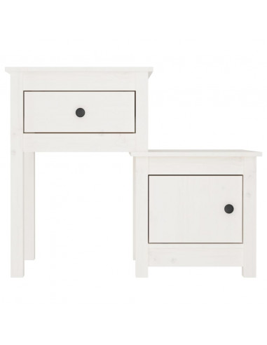 Comodini 2 pz Bianchi 79,5x38x65,5 cm in Legno Massello di Pino