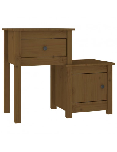 Comodino Miele 79,5x38x65,5 cm in Legno Massello di Pino