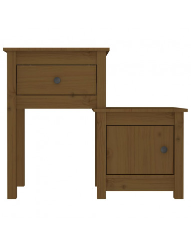 Comodino Miele 79,5x38x65,5 cm in Legno Massello di Pino