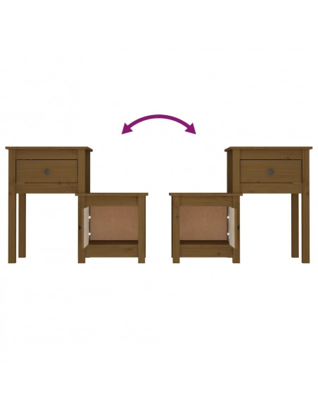 Comodino Miele 79,5x38x65,5 cm in Legno Massello di Pino