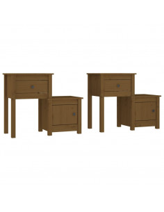 Comodini 2 pz Miele 79,5x38x65,5 cm in Legno Massello di Pino 2