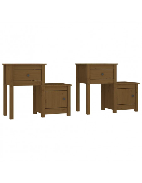 Comodini 2 pz Miele 79,5x38x65,5 cm in Legno Massello di Pino