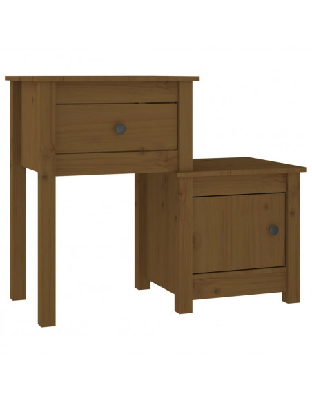 Comodini 2 pz Miele 79,5x38x65,5 cm in Legno Massello di Pino