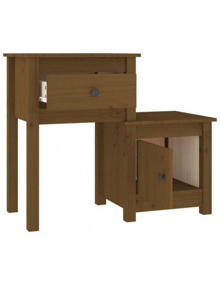 Comodini 2 pz Miele 79,5x38x65,5 cm in Legno Massello di Pino