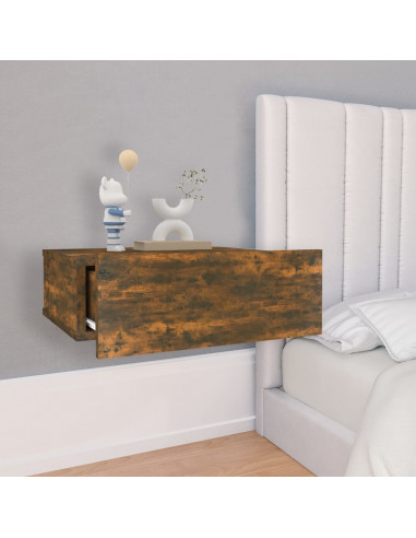 Comodino Pensile Rovere Fumo 40x30x15 cm in Legno Multistrato