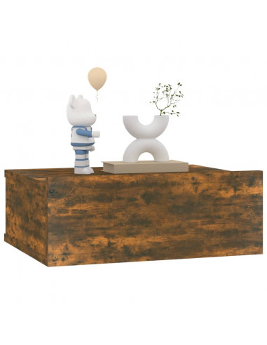 Comodino Pensile Rovere Fumo 40x30x15 cm in Legno Multistrato