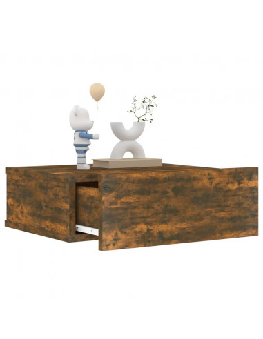 Comodino Pensile Rovere Fumo 40x30x15 cm in Legno Multistrato