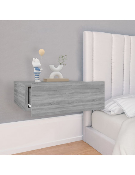 Comodino Pensile Grigio Sonoma 40x30x15cm in Legno Multistrato