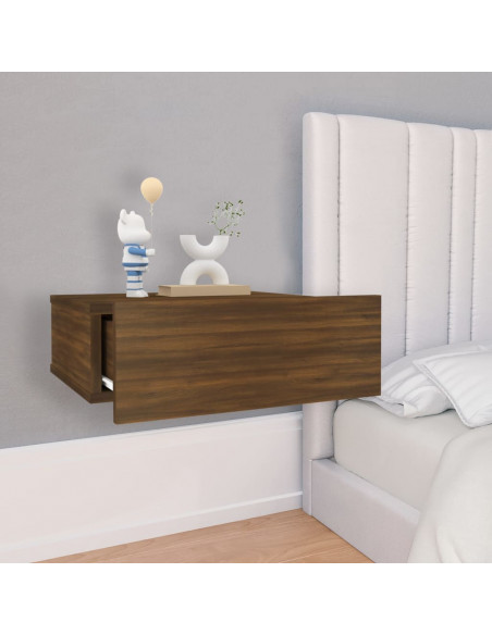Comodino Pensile Rovere Marrone 40x30x15cm in Legno Multistrato