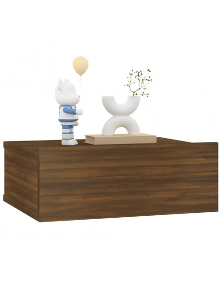 Comodino Pensile Rovere Marrone 40x30x15cm in Legno Multistrato