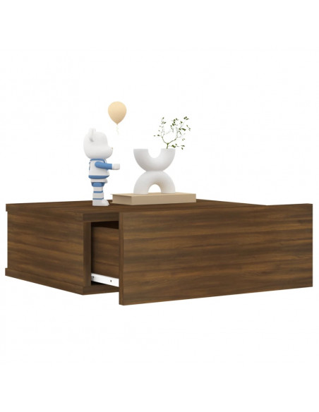 Comodino Pensile Rovere Marrone 40x30x15cm in Legno Multistrato