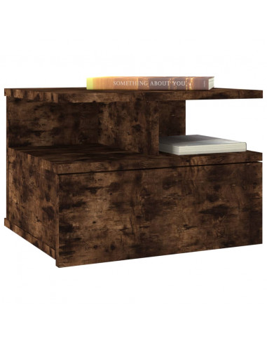 Comodino Pensile Rovere Fumo 40x31x27 cm in Legno Multistrato