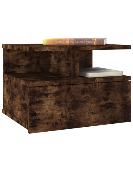 Comodino Pensile Rovere Fumo 40x31x27 cm in Legno Multistrato