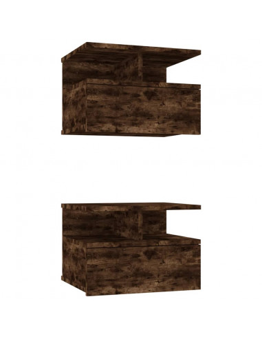 Comodini Pensili Rovere Fumo 2pz 40x31x27 cm Legno Multistrato