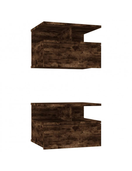Comodini Pensili Rovere Fumo 2pz 40x31x27 cm Legno Multistrato