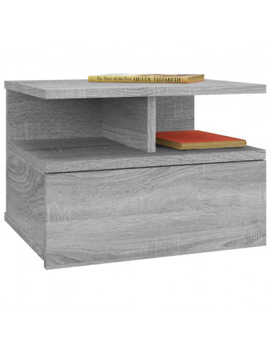 Comodino Pensile Grigio Sonoma 40x31x27cm in Legno Multistrato
