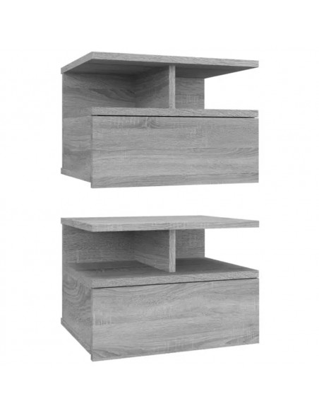 Comodini Pensili Grigio Sonoma 2pz 40x31x27cm Legno Multistrato