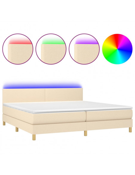 Letto a Molle Materasso e LED bianco 200x200cm in Tessuto