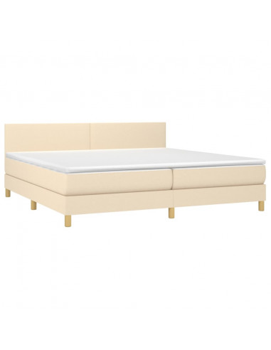 Letto a Molle Materasso e LED bianco 200x200cm in Tessuto