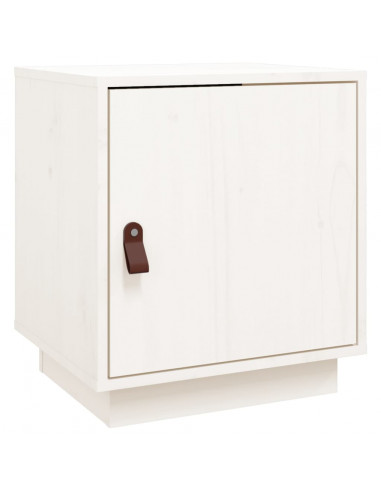 Comodino Bianco 40x34x45 cm in Legno Massello di Pino