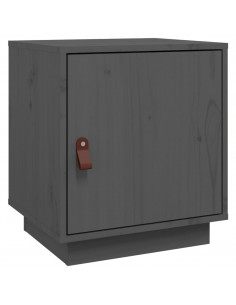 Comodino Grigio 40x34x45 cm in Legno Massello di Pino 2