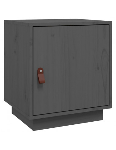 Comodino Grigio 40x34x45 cm in Legno Massello di Pino