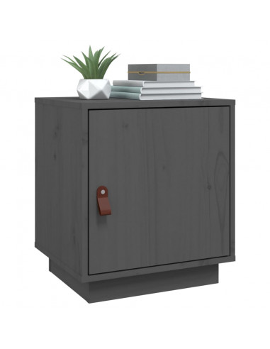 Comodino Grigio 40x34x45 cm in Legno Massello di Pino