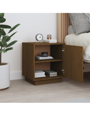 Comodino Miele 40x34x45 cm in Legno Massello di Pino