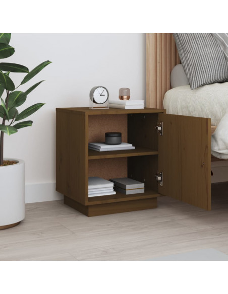 Comodino Miele 40x34x45 cm in Legno Massello di Pino