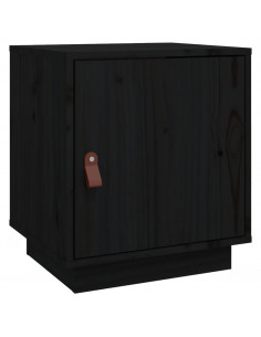 Comodino Nero 40x34x45 cm in Legno Massello di Pino 2