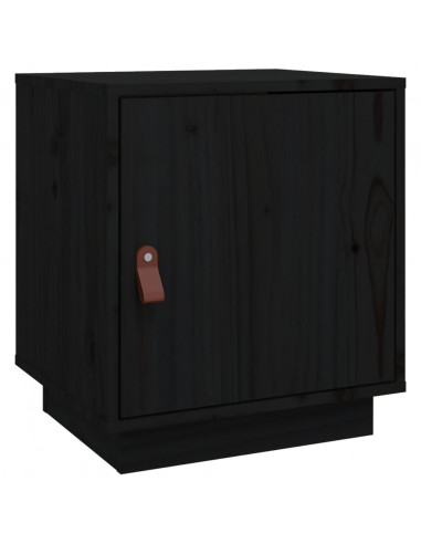 Comodino Nero 40x34x45 cm in Legno Massello di Pino