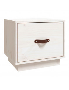 Comodino Bianco 40x34x35 cm in Legno Massello di Pino 2