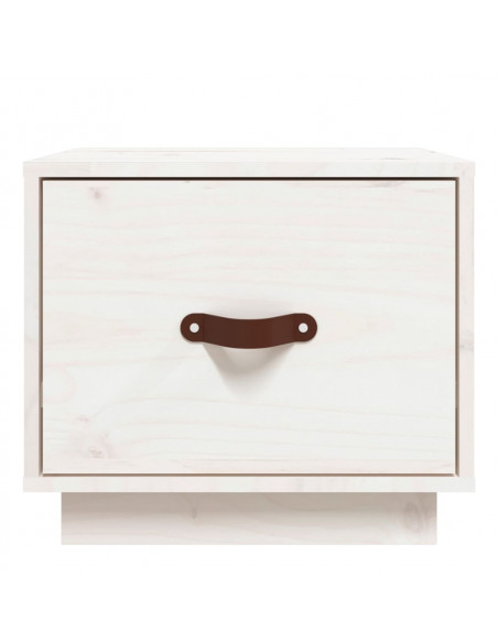 Comodino Bianco 40x34x35 cm in Legno Massello di Pino