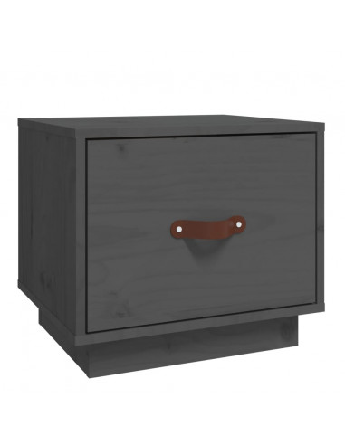 Comodino Grigio 40x34x35 cm in Legno Massello di Pino