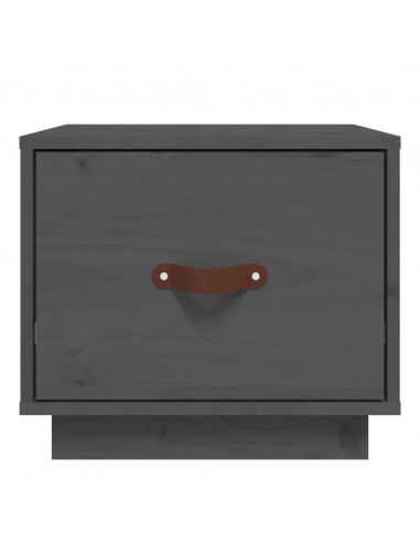 Comodino Grigio 40x34x35 cm in Legno Massello di Pino