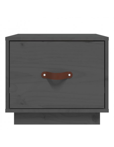 Comodino Grigio 40x34x35 cm in Legno Massello di Pino