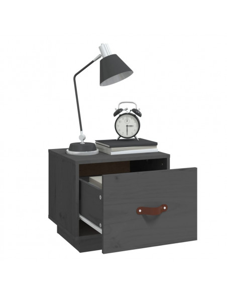 Comodini 2 pz Grigi 40x34x35 cm in Legno Massello di Pino