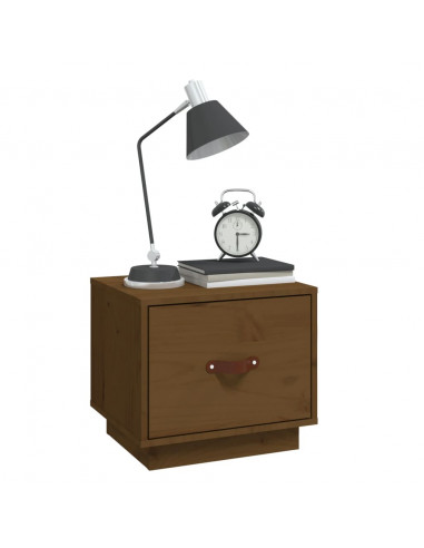 Comodino Miele 40x34x35 cm in Legno Massello di Pino