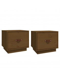 Comodini 2 pz Miele 40x34x35 cm in Legno Massello di Pino 2