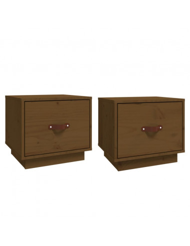Comodini 2 pz Miele 40x34x35 cm in Legno Massello di Pino
