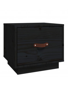 Comodino Nero 40x34x35 cm in Legno Massello di Pino 2