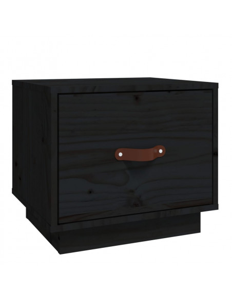 Comodino Nero 40x34x35 cm in Legno Massello di Pino