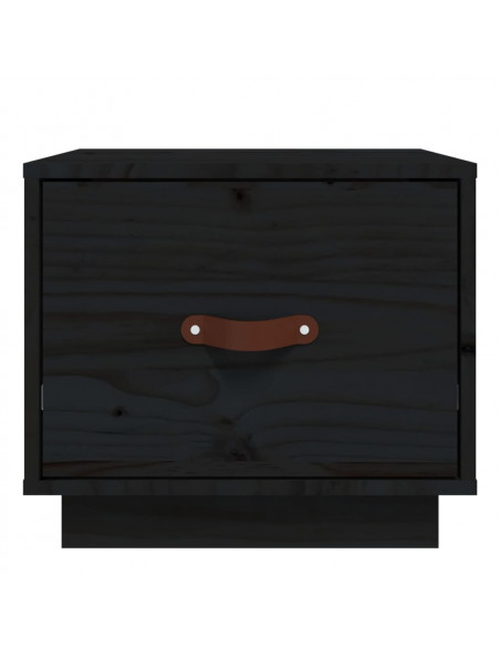 Comodini 2 pz Neri 40x34x35 cm in Legno Massello di Pino