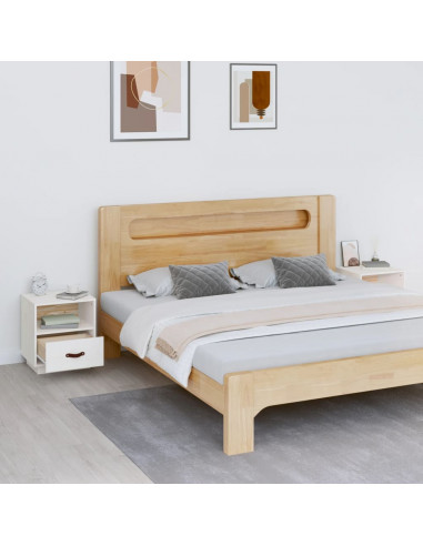 Comodini Bianco 2 pz 40x34x45 cm in Legno Massello di Pino